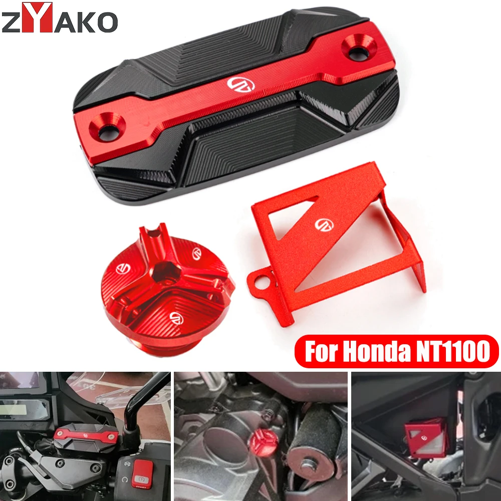 For Honda NT 1100 2021 NT1100 DCT 2022 2023 2024 CNC Motorcycle Front Rear Brake Fluid Reservoir Cover Guard Oil Filler Cap