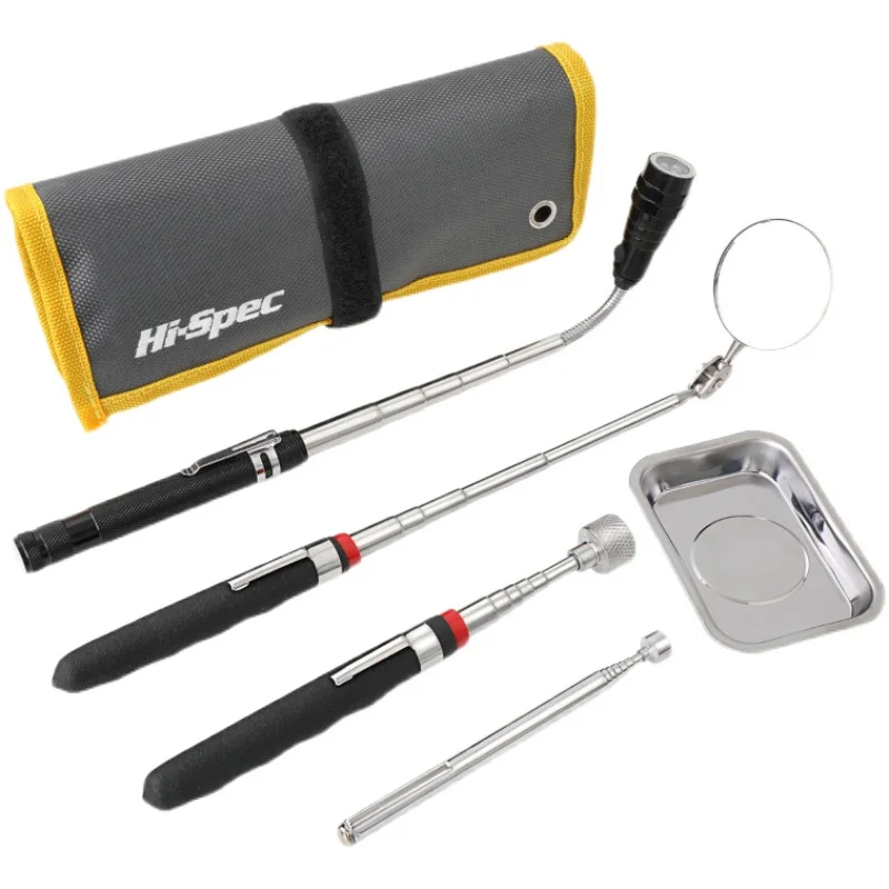 

5-piece set magnetic pickup Portable inspection tool car Maintenance tools 360° Universal rotation 3-led