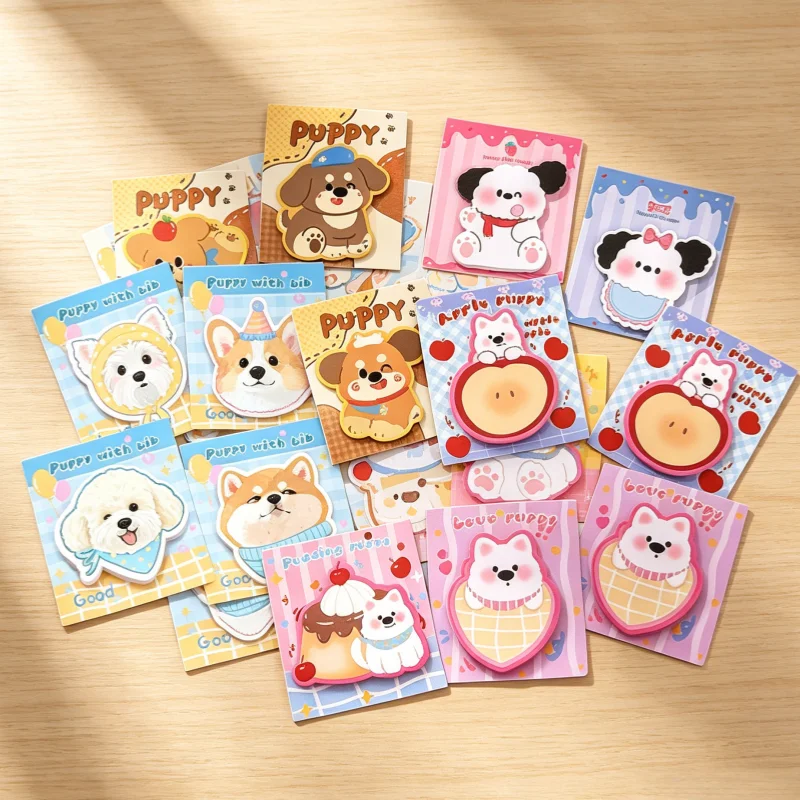 Adorable Sticky Notes Puppy Memo Pads with Reusable Self Adhesive Dog Note Tabs for Students School Gift
