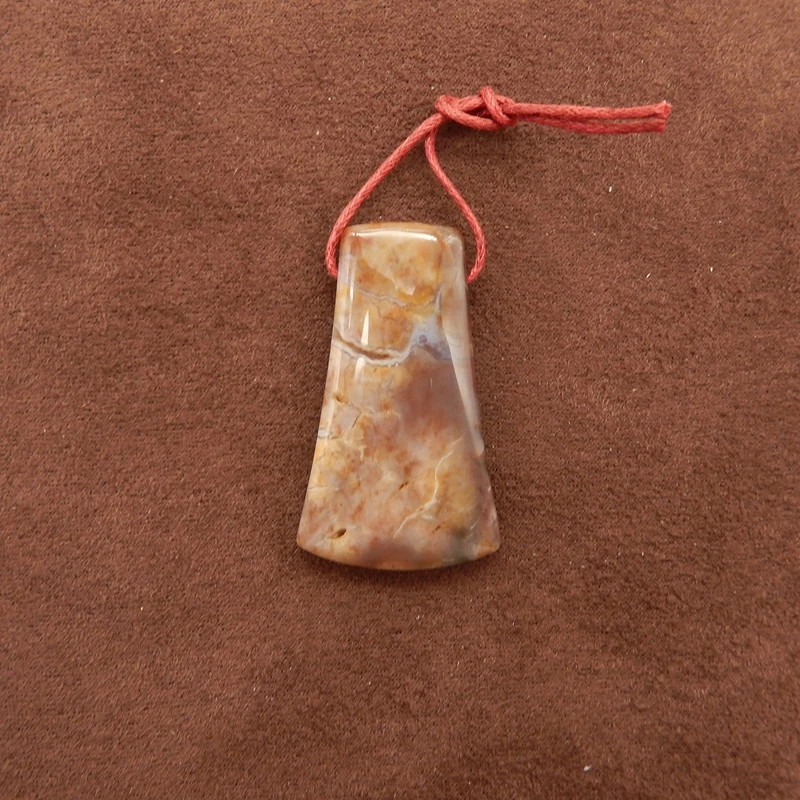 Natural Multicolor Arborization Opal Trapezoid Pendant Polished Gemstone with Tree-Like Patterns for Artisanal Spiritual Jewelry