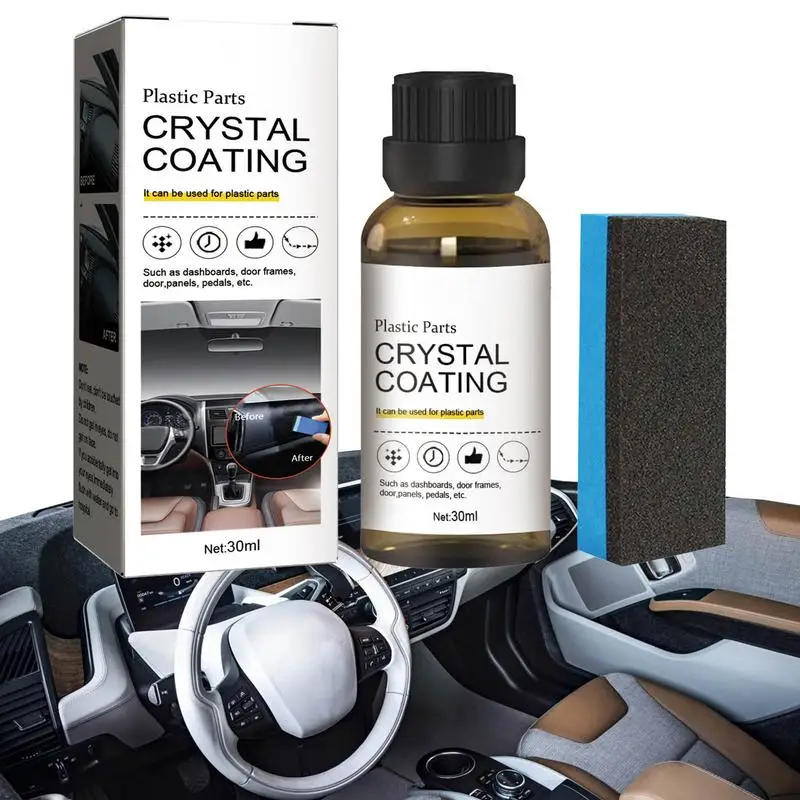 Leather Plastic Parts Restorer For Car Car Maintenance Restore Auto Faded Black Trim Restorer Crystal Coatings Agent+Sponge