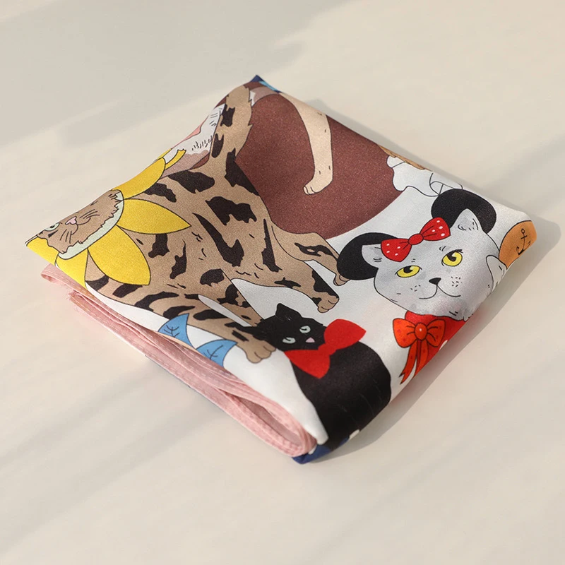1 個 70 センチメートル女性の模擬シルク子供の楽しい漫画クリエイティブスプライシング動物装飾多機能マッチングスカーフ