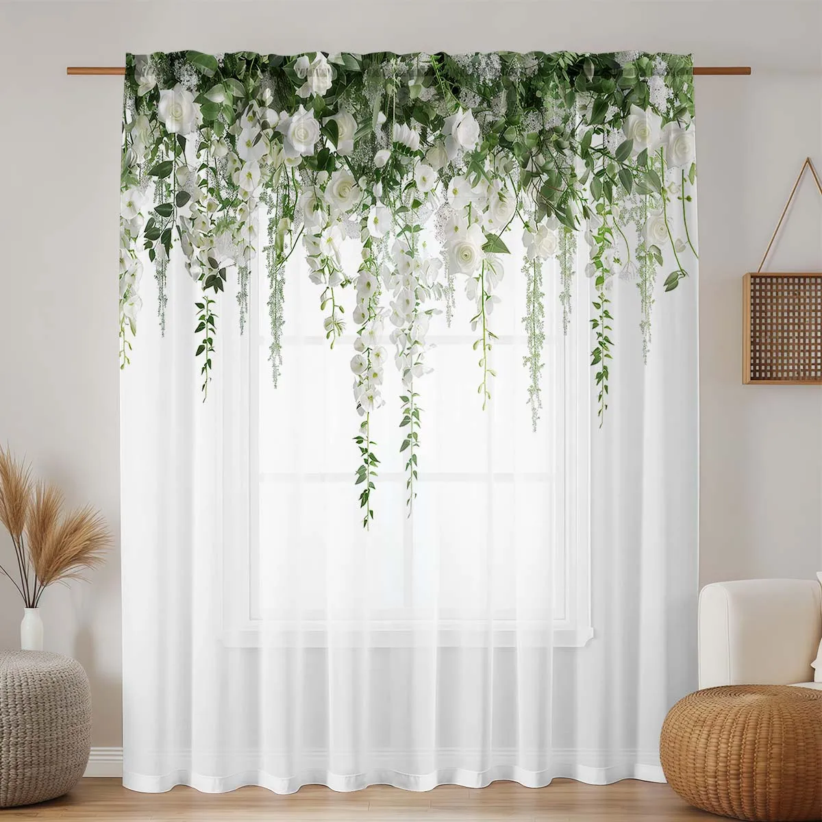 Natuurlijk romantisch stijl eendelig bloemengordijn Fris elegant decoratief element van zachte romantische sfeer