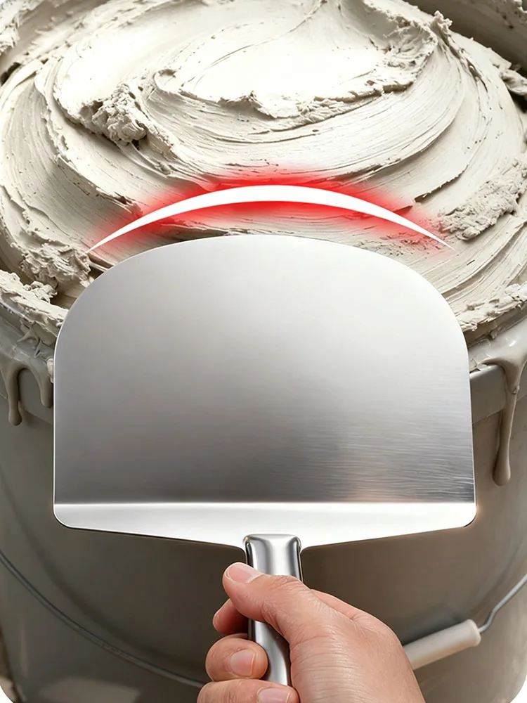 Stainless Steel Curved Putty Knife Fan Shaped Plaster Trowel Ash Scoop Scraper Heavy Duty Wall Finishing Tool for Mortar Paint