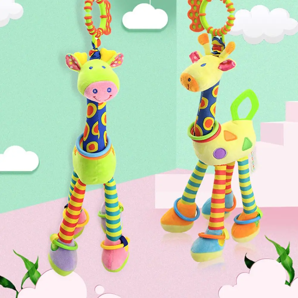 Zachte Giraffe Handbells Rammelaars Pluche Baby Baby Ontwikkeling Handvat Speelgoed Met Bijtring Baby Speelgoed Voor Pasgeboren Geschenken