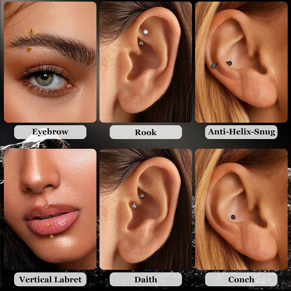 G 23チタン合金小弧形胸腹リング眉毛垂唇舌リングピアス穿孔 - Body Jewelry Vertical Labret のレビューと価格
