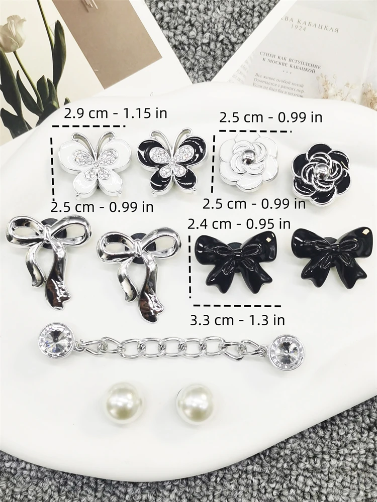 11PCS ABS Schuh Charm Schnallen DIY Phantasie Clogs Teile Zubehör Bogen Dekorationen Fit Frauen Strand Tasche Sandalen Halloween Party geschenke – Detail 3