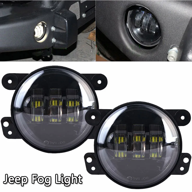 2PCS 4Inch Round Led Fog Lights For Jeep Wrangler Dodge Chrysler Cherokee 30W Round 4 Inch Driving Off Road Lamp 6000K 12 24V