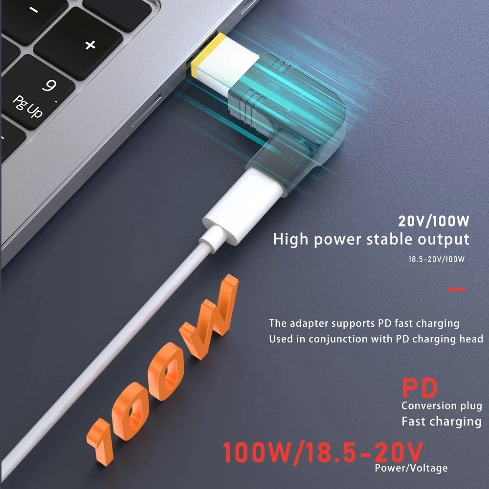 Adaptador de carga rápida USB tipo C de 100W a CC, conector de enchufe Universal, convertidor de cargador de ordenador portátil para Dell, Asus, Hp,