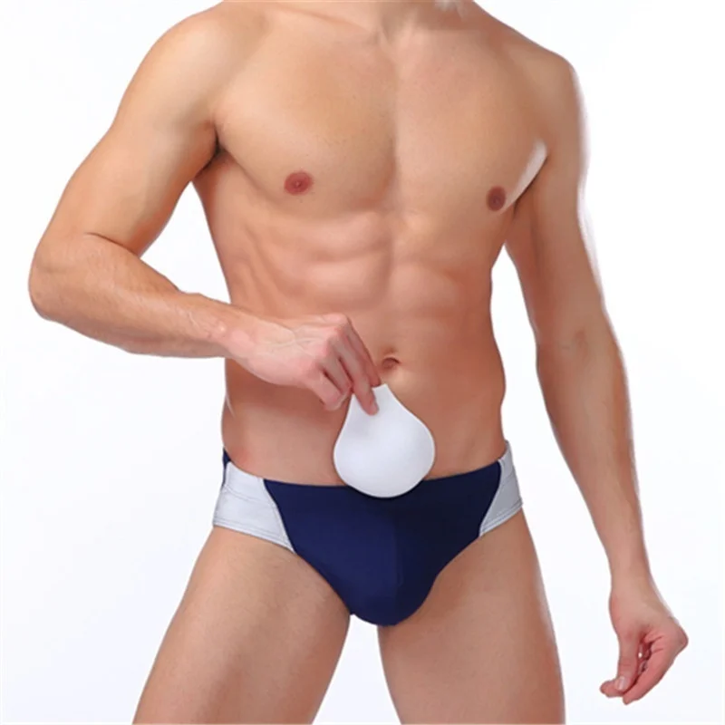 6 cores 3d removível push up esponja bulge copo almofadas de amortecimento macio leve roupa interior dos homens cuecas banho acessório