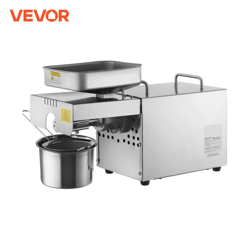 VEVOR 850W Stainless Steel Oil Extractor Machine, 0-300℃ / 32 - 572 ℉ Adjustable Temperature Hot Press Oil Expeller