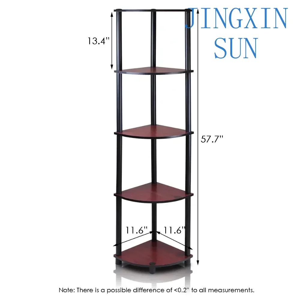 Furinno Turn-N-Tube 5 Tier Corner Display Rack Multipurpose Shelving Unit, Dark Cherry, Set of 2 on sale