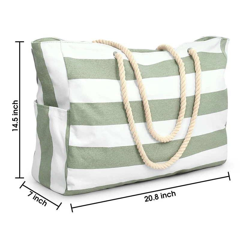 Travel Bag Large Size Luggage Women Beach Casual Canvas Handbags Hanging Convertible Hand Carrying Striped Zipper Big Tote Bags