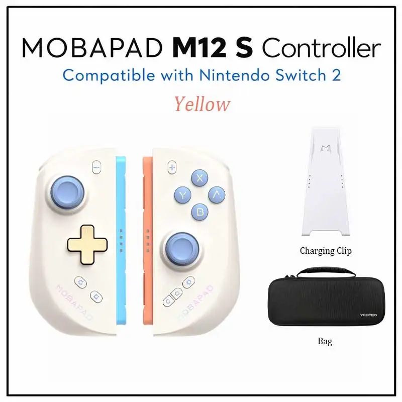 Mobapad M12-S-controller voor de Nintendo Switch 2, een gesplitste gamepad met mechanische knoppen en TMR-glijders voor de NS 2-console.