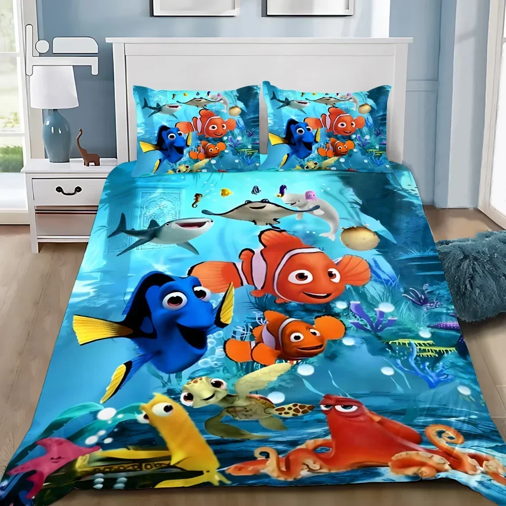 Cartoon Duvet Cover Pillowcase Bedding Set Finding NemoS Adult Boy Girl Bedroom Decoration Children Single Double Large Size