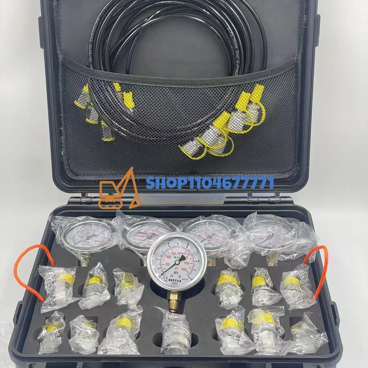 

SucceBuy Hydraulic Pressure Test Kit Excavator Hydraulic Test Gauge Set with Carrying Case for Excavator Tractors Machinery