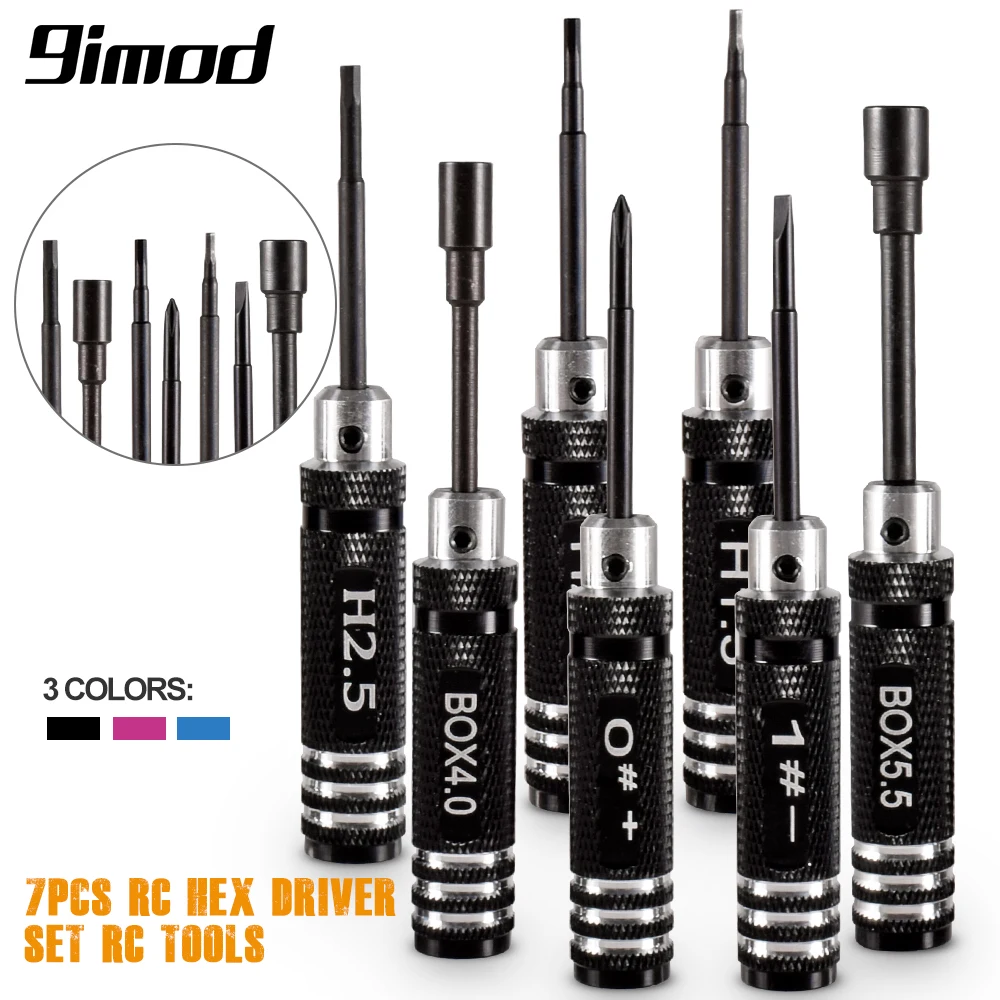 9IMOD RC Hex Driver Set 7pcs 1.5 2.0 2.5mm Hex Allen Screwdriver RC Repair Tools Kit Nut Phillips Wrench for RC Helicopter Car