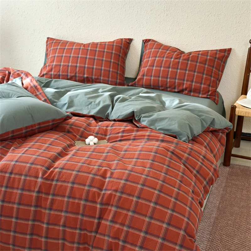 100% Cotton Duvet Covers for Home Checkered Print Quilt Cover Pure Cotton Housse De Couette Single/Queen/King Size 이불커버