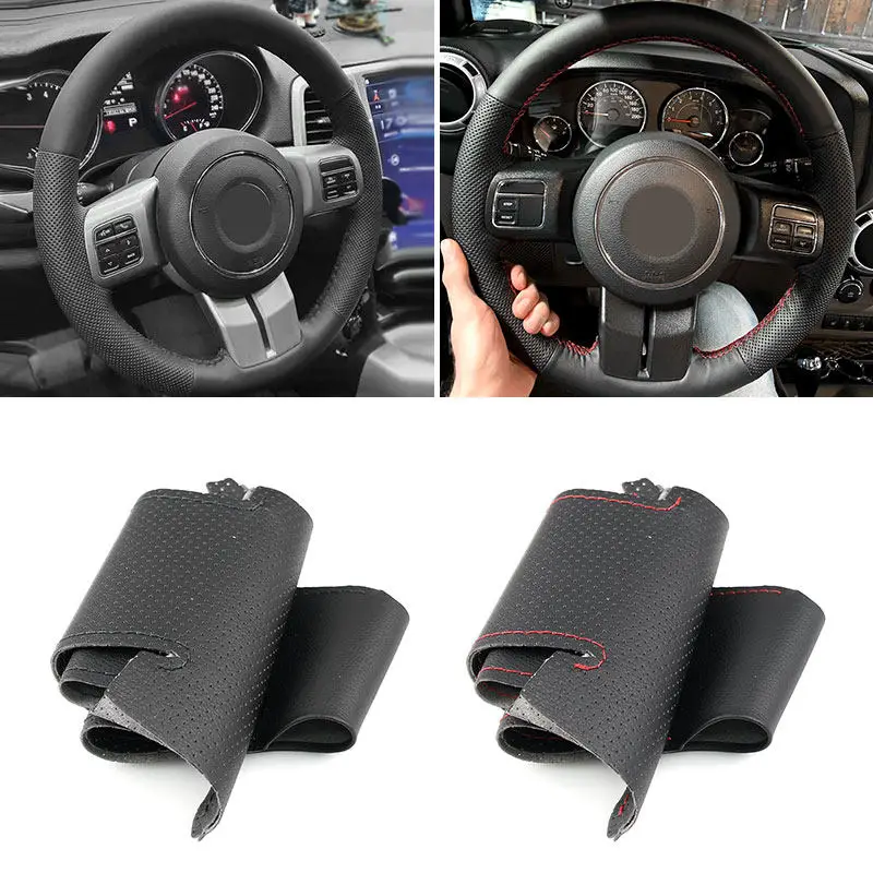 

Перфорированный кожаный чехол на руль для Jeep Wrangler Patriot Grand Cherokee Compass Liberty, чехол на руль автомобиля, накладка