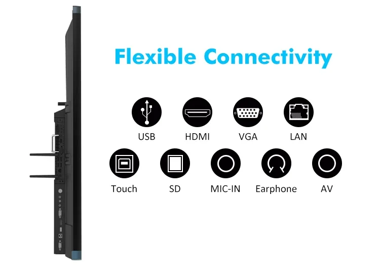 55 65 75 85 86 98 110 Inch Pen Finger Touch Interactive Flat Panel 4k Lcd Digital Interactive Smart Boards