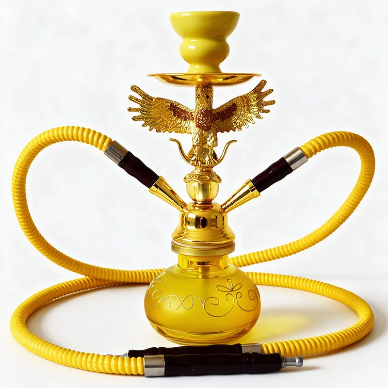 Hookah Golden Eagle Hookah Set Double Single Hose Portable Glass Shisha Complete Smoking Water Pipe Kit For Bar Home Party