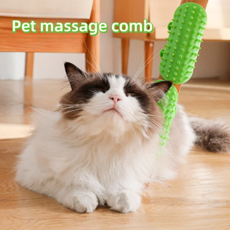 1pc Pet Cat Scrub Pad Hair Removal Massage Comb Cat Scratch Scrub Brush Self-Cleaning Tie Table Corner Cat Scratch Comb