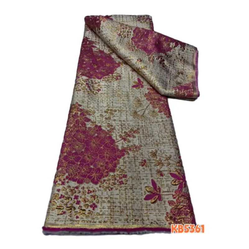 

Нигерийская кружевная ткань, 5 ярдов, высокое качество, 2026, жаккардовая ткань с узором, кружевная отделка, французское сетчатое кружево для свадебного платья KB5361