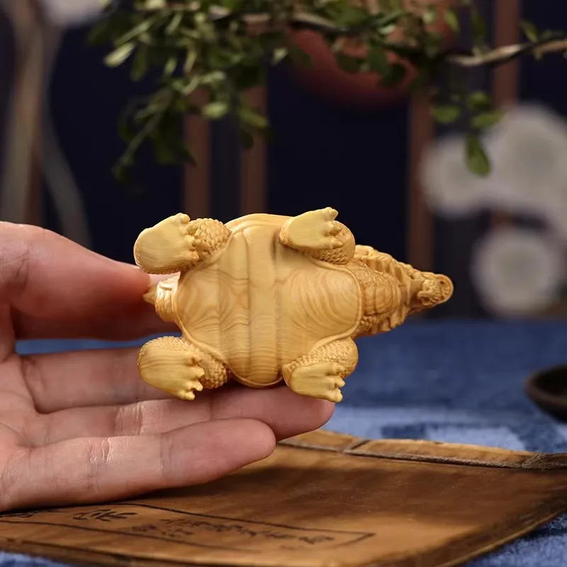Cliff Cypress Carved Dragon and Tortoise Ornaments Desktop Decorations