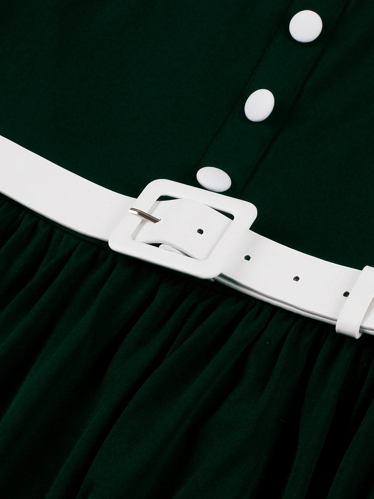 Tonval Lace Trim Embroidered Peter Pan Collar Vintage 1950s Party Clothes for Women Buttons Front Belted Midi Swing Dresses