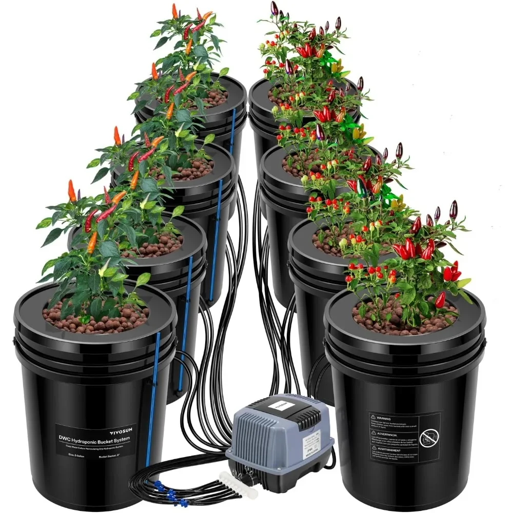 

Hydroponics Grow System with Top Drip Kit 5-Gallon Deep Water Culture Recirculating Drip Garden System