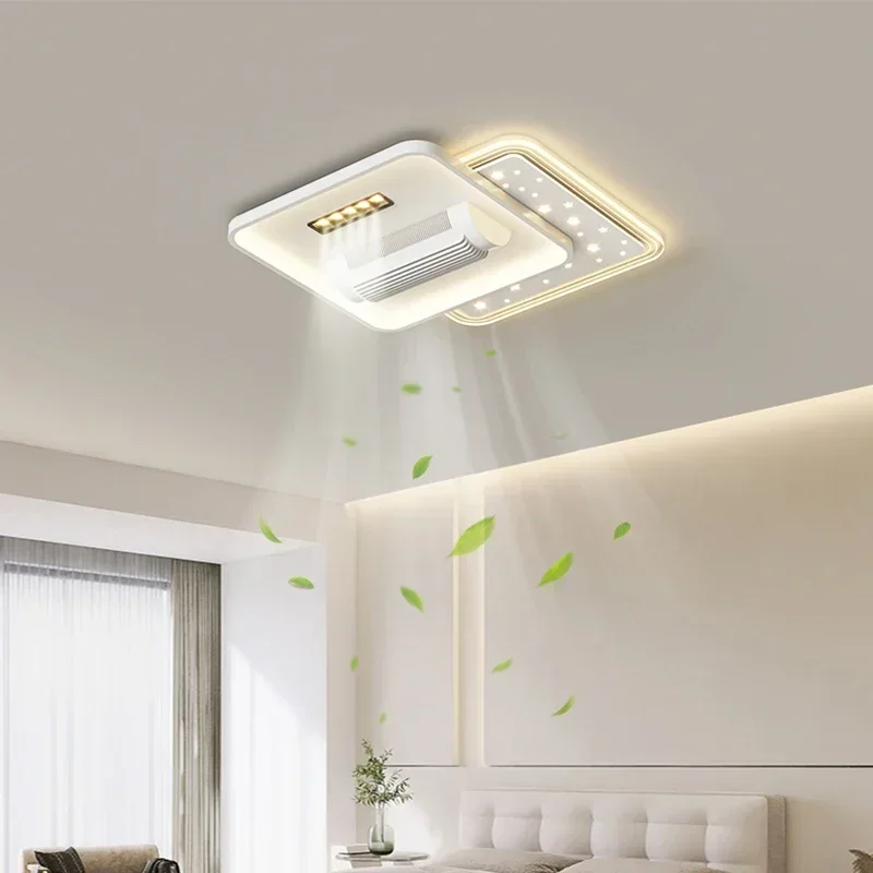 2024 New bladeless fan light ceiling fan light full spectrum eye protection LED energy-saving dryer cool quiet  light celing fan