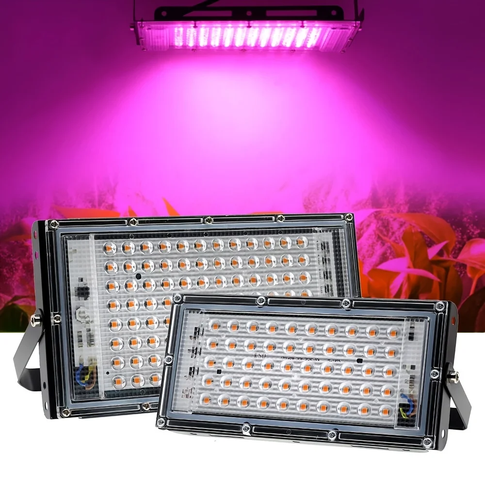 Full Spectrum LED Grow Light Phyto Lamp AC 220V 50W 100W with EU Plug for Greenhouse Hydroponic Plant Growth Floodlight Lighting