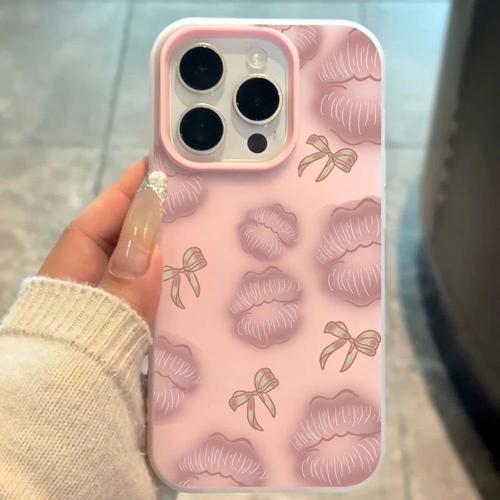 Für iPhone 17 15 16 14 Pro Max Hülle Plus Koreanischer Lippen-Print INS Cover Für iPhone 13 11 12 ProMax XS XR 8 Plus Bonbonfarbene Hüllen – Detail 2