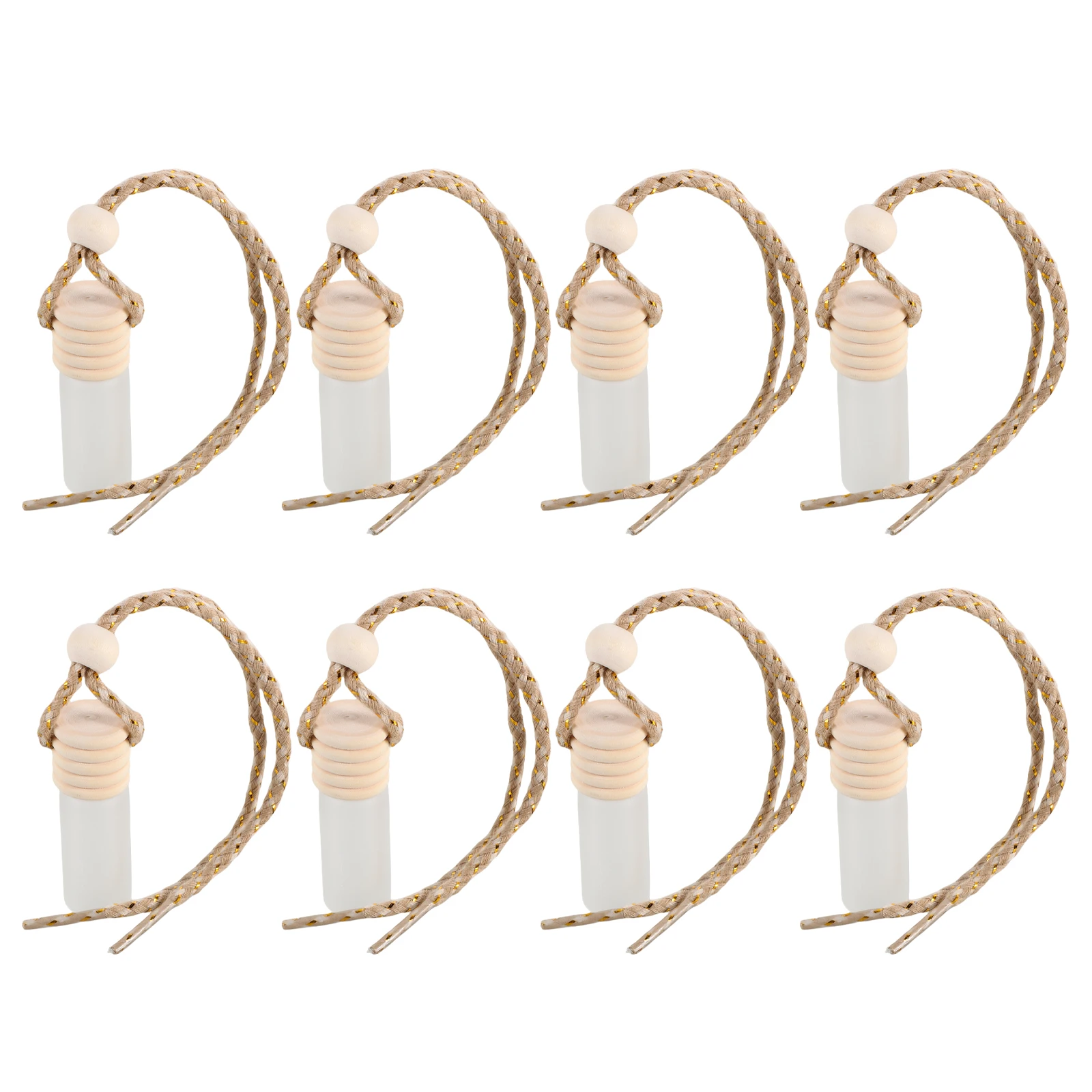 

8pcs Car Perfume Pendant Frosted Glass Bottle Hanging Diffuser Refillable Empty Aroma Oil Freshener Accessories
