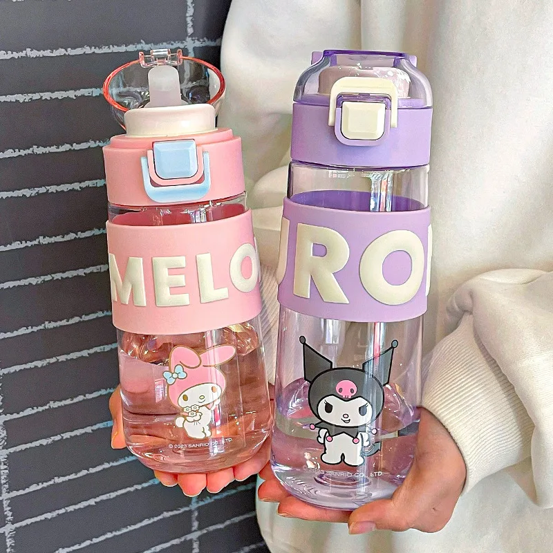 Sanrio Kawaii Cartoon Cup 620ML Kids Cute Cup Cinnamoroll Outdoor Sports Water Bottle Kuromi Large Capacity Student Portable Cup