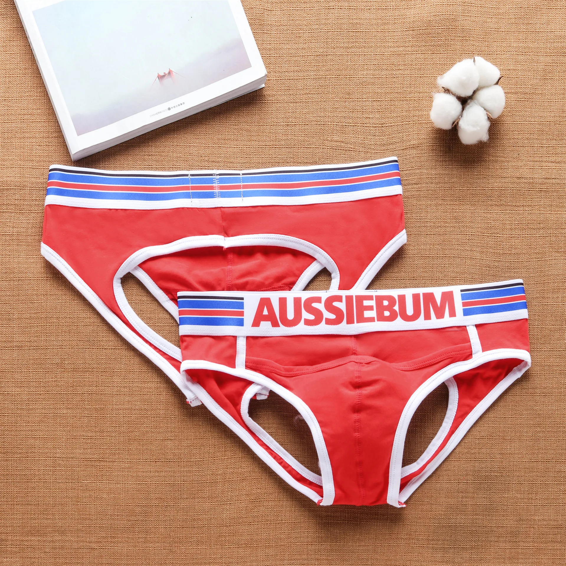 Aussiebum Men\'s Panties Back Hollowed out Pure Cotton buttock Lifting Breathable Comfortable Back Empty Pants Briefs