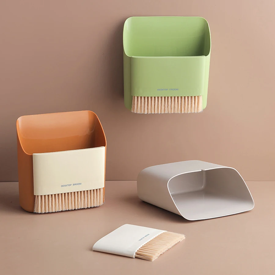 Small Broom and Trash Can Set, Desktop Mini Small Cleaning Brush Storage Set Broom and Dustpan Set