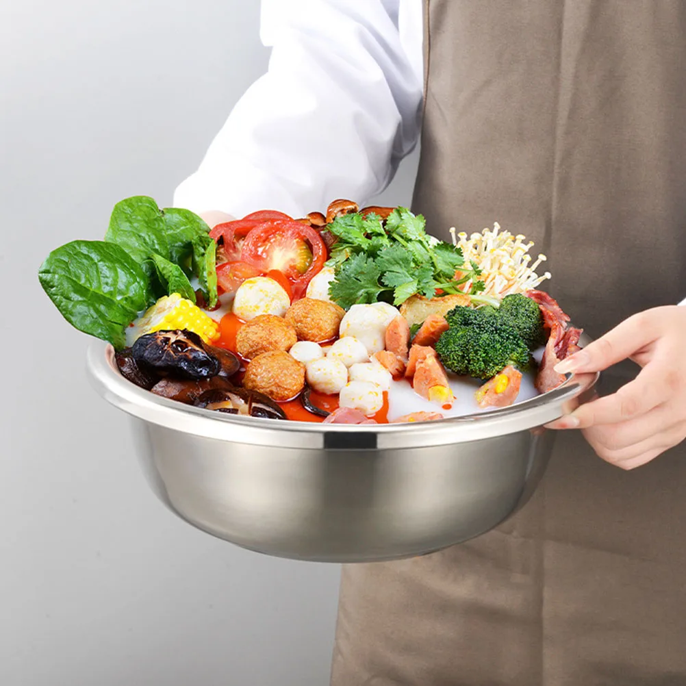 

Thickened 304 Basin Large 32cm Large Mixing Kitchen Stainless Steel Mixing Bowl Rice Fruit Vegetable Wash Bowl