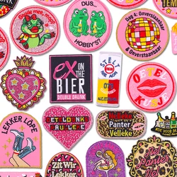 2026 Roze Stijl Nederland Oeteldonk Embleem Geborduurde Patches Kikker Ijzer Op Patches Voor Kleding Uniform Naai Borduren Nieuwe DIY