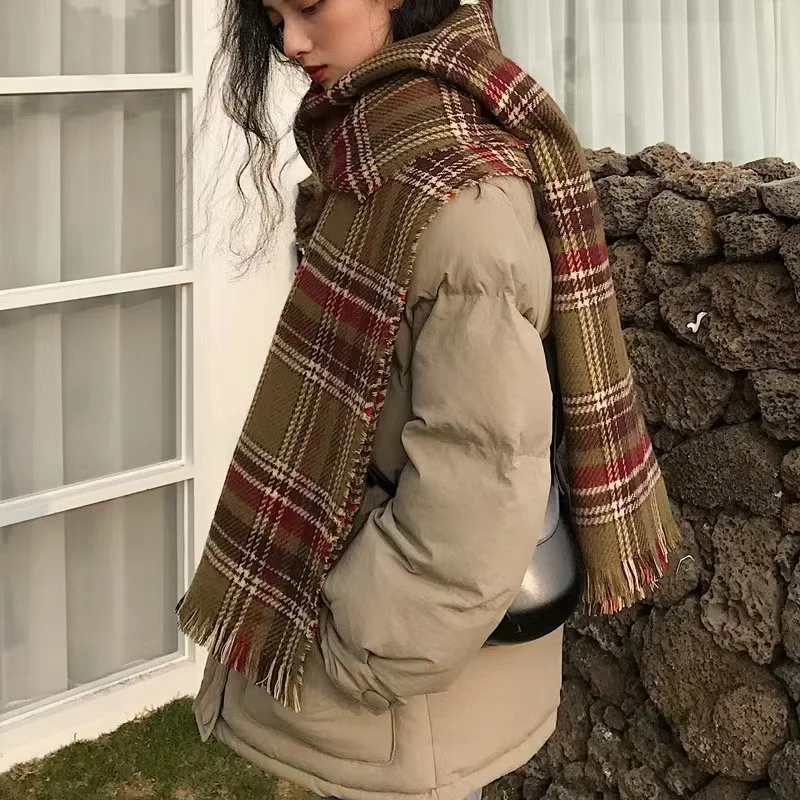

Женский двусторонний корейский шарф Hundred Plaid Ms. Осень и зима милая девушка сердце студенческая пара шаль дамы