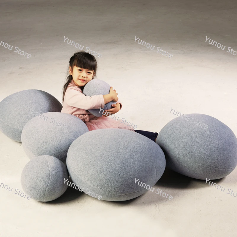 DIY Natural Pebble Backrest 6-piece LOT Giant Plush Simulated Stone Pillow Living Room Decoration Children's Toy DY61088