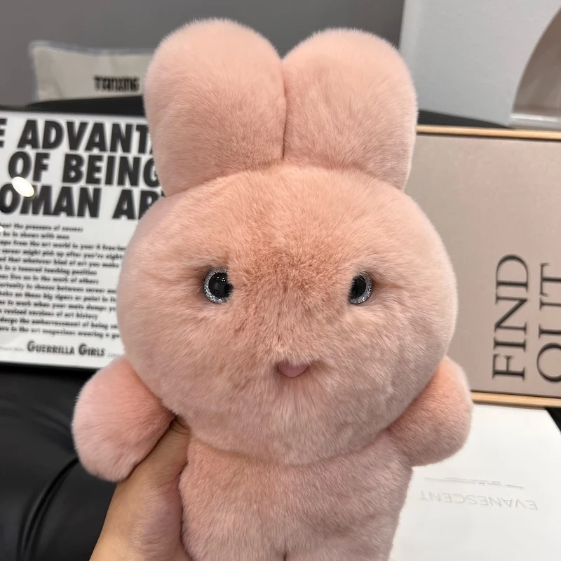 High Quality Rabbit Real Rex Rabbit Fur Doll Stuffed Animals Fluffy soft Bunny Tost Doll Pollow Kids Lovers Birthday Gift