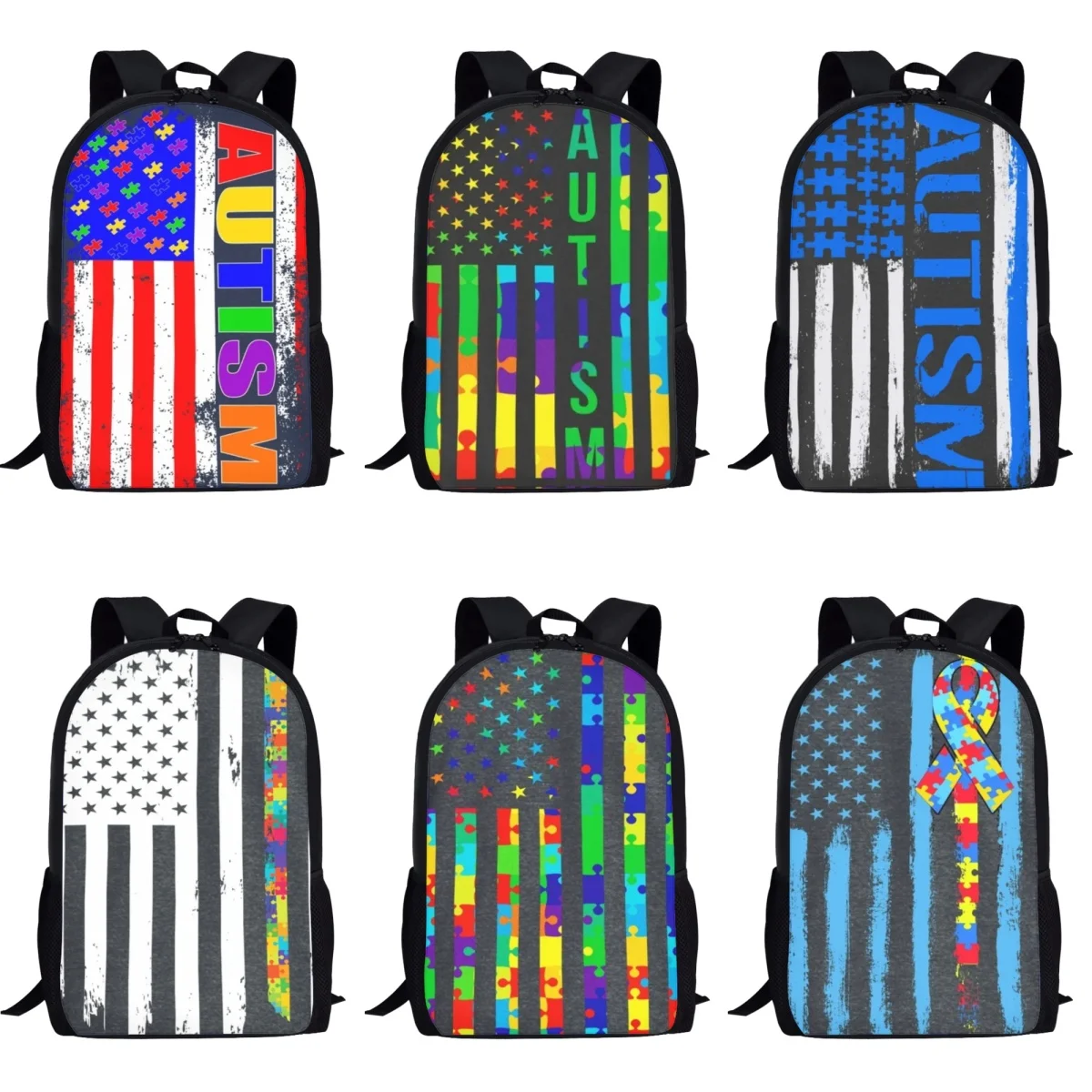 Mochila de patrón multicolor personalizada, adecuada para estudiantes de primaria y secundaria, mochila escolar de viaje de gran capacidad