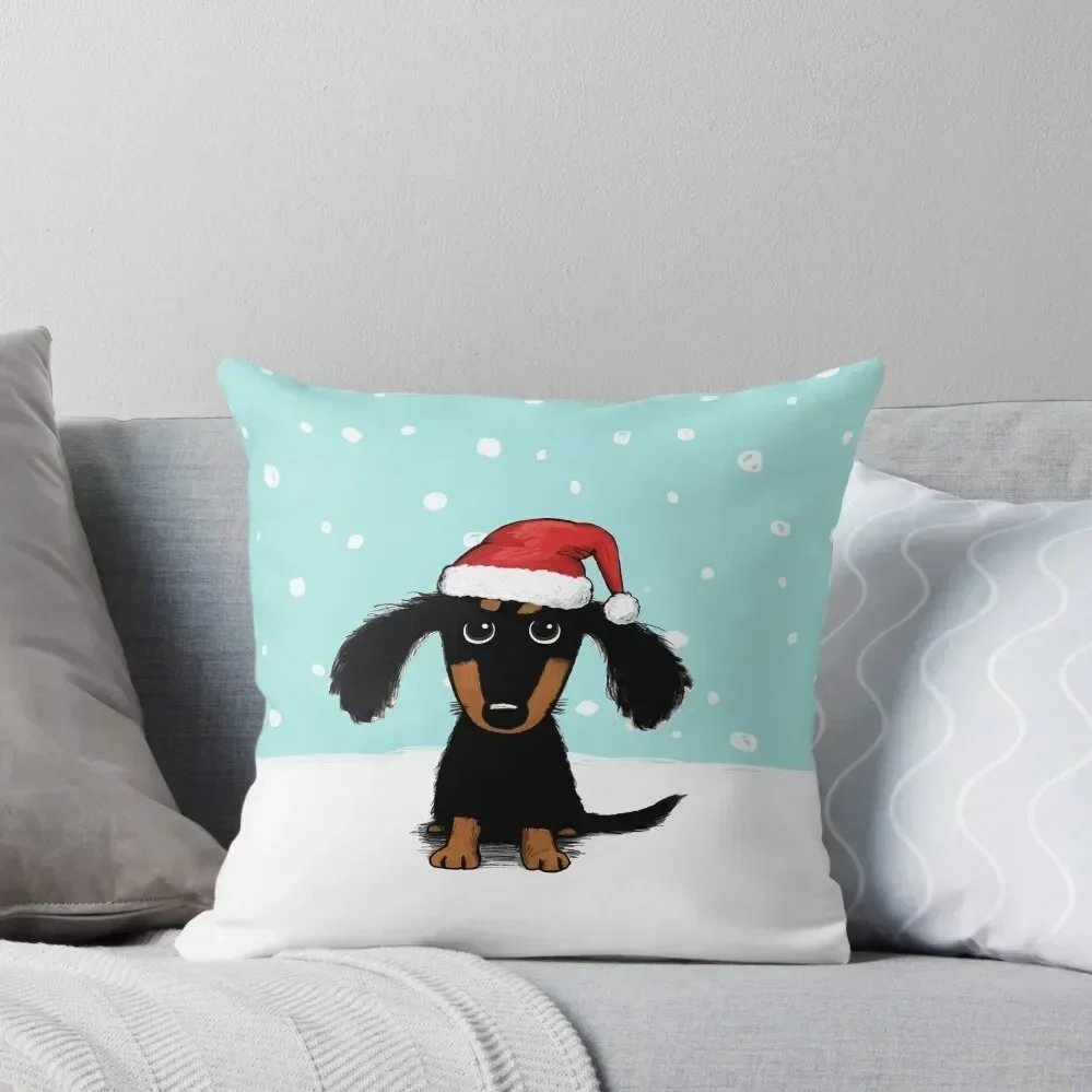 Cute Dachshund Christmas Winter Wiener Dog Santa Throw Pillow Pillow Cases luxury decor Cushions For Children pillow