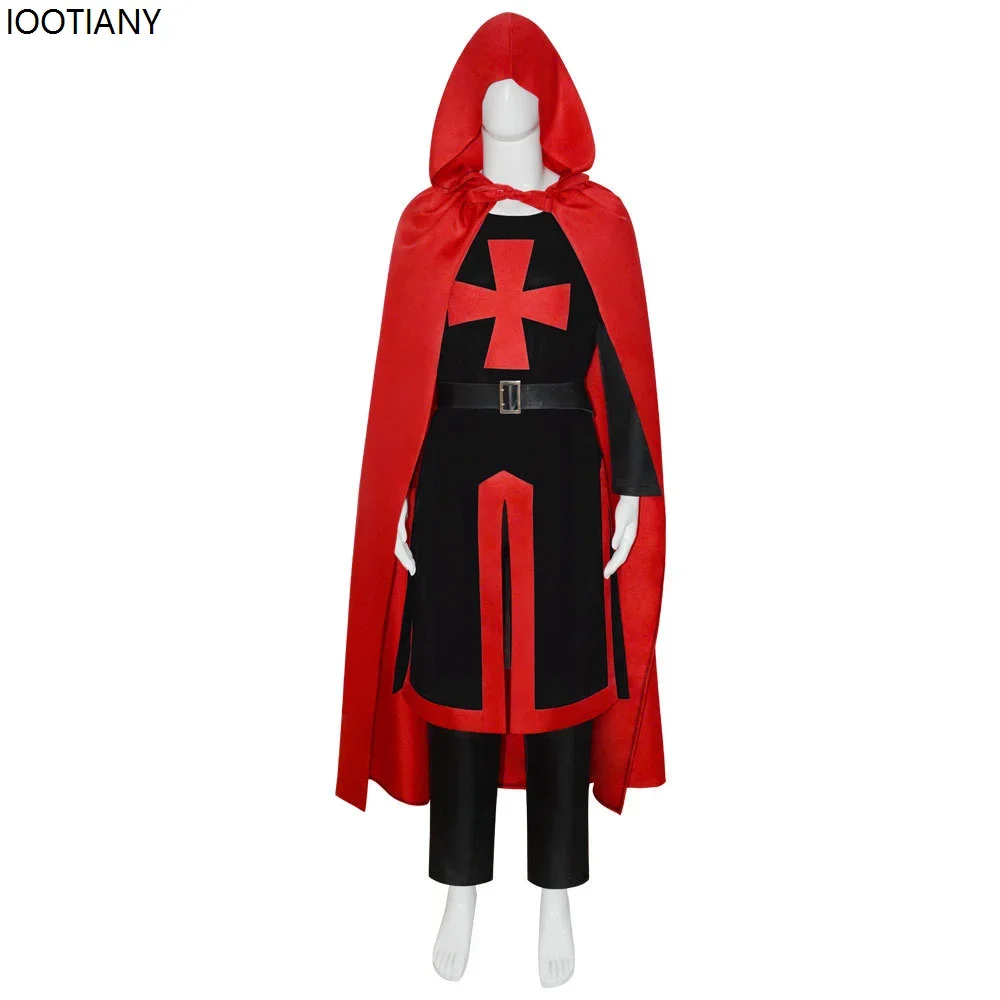 Косплей Хэллоуин для взрослых, карнавальный костюм крестоносцев, средневековый воин, рыцари-тамплиеры, платье, карнавальная вечеринка, мужской халат, топ без рукавов