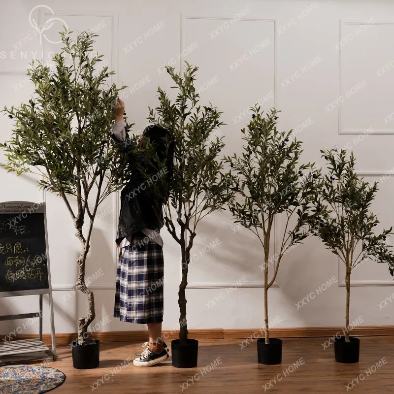 Artificial Olive Tree Greenery Potted Landscape Clothing Store Decoration Floor Ornaments Indoor Artificial Tree