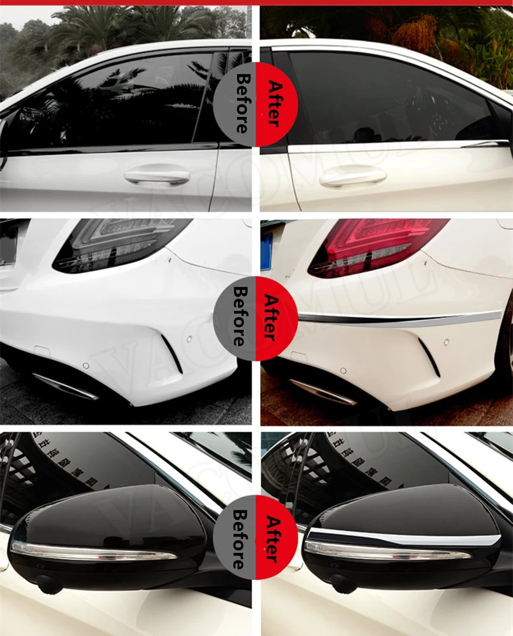 3 Meters Auto Self Adhesive Side Door Chrome Strip Moulding Decoration Bumper Protector Trim Tape Car Styling