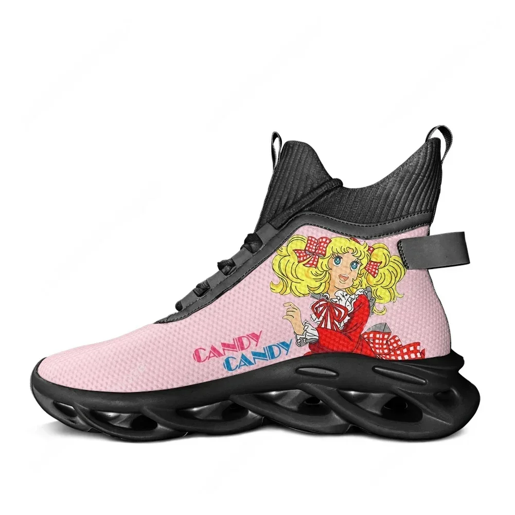 

Кроссовки Candy Candy Cozy High Top в стиле аниме для мужчин, женщин и подростков, удобная спортивная обувь на шнуровке из сетчатого материала, индивидуальный дизайн