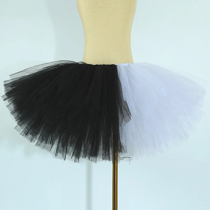 Dark Style Kids Performance Clothes, Halloween Girls' Black and White Angel Tulle Tutu Dress, Festival Party Tutu Dress Set