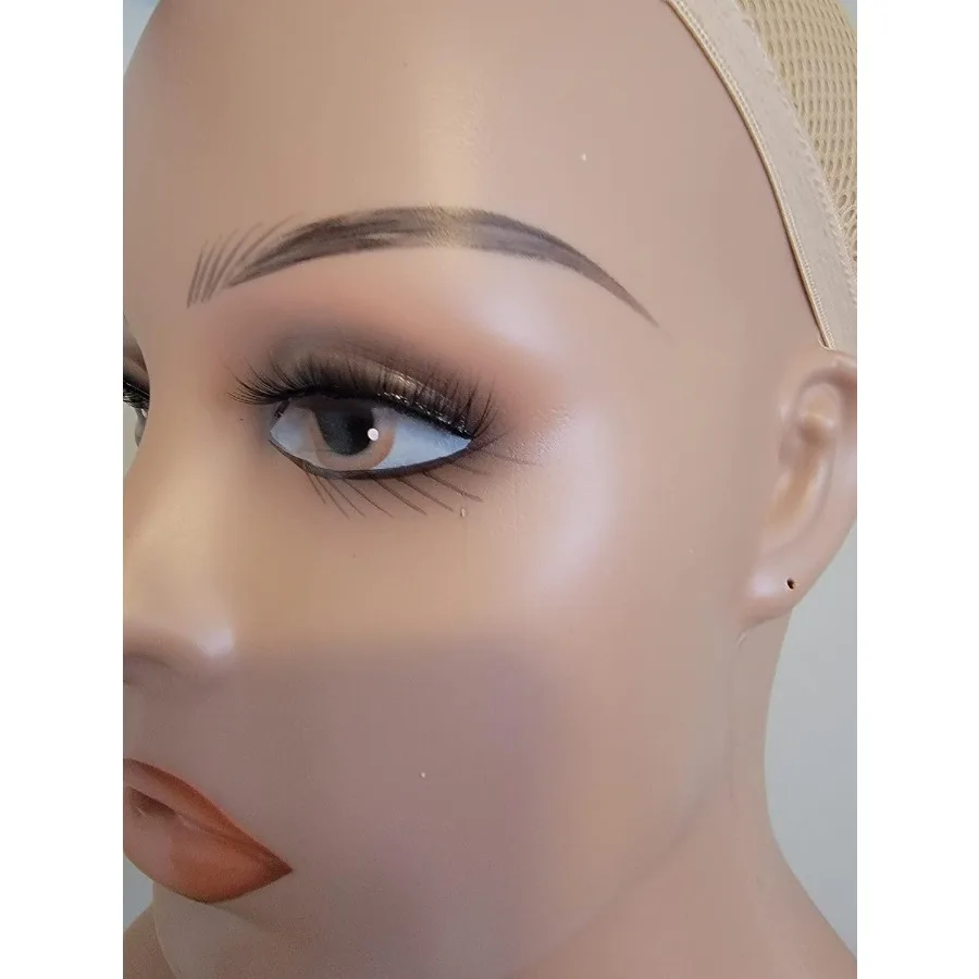 Luxar Beaute realistischer weiblicher Schaufensterpuppenkopf mit Schulter, PVC-Kopf, Büste, Perückenkopfständer für Perücken, Ausstellungszubehör in Beige C